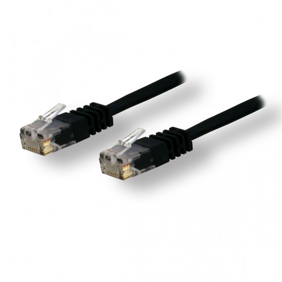 Câble réseau plat RJ45 100% cuivre CAT 6 U/UTP - 3m Noir