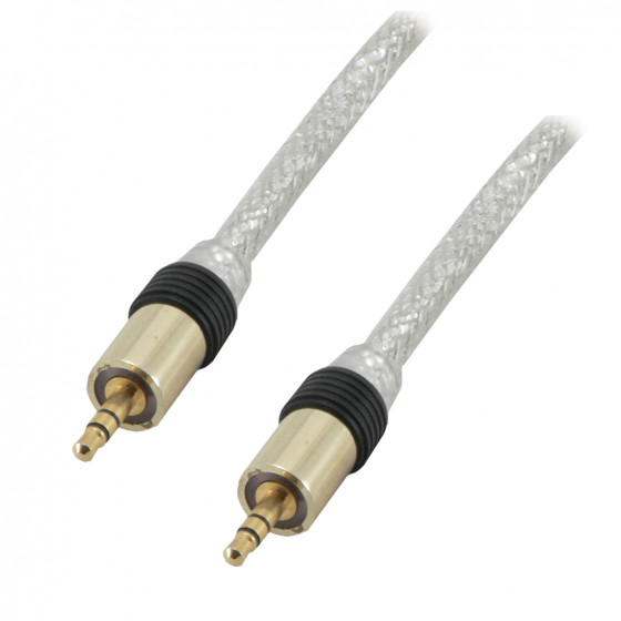 Câble audio stéréo jack 3,5 mâle / mâle HQ - 3m Translucide