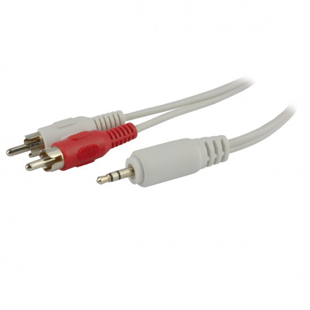 Câble audio stéréo 2 x RCA mâle / jack 3.5 mâle - 1,8m Blanc