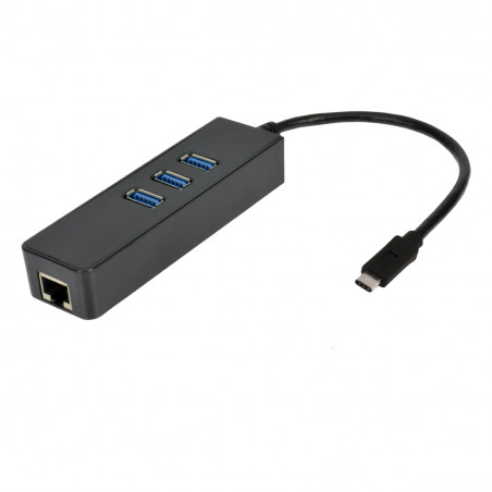 Convertisseur USB Type-C RJ45 Gigabit Ethernet + hub 3 ports USB 3.0