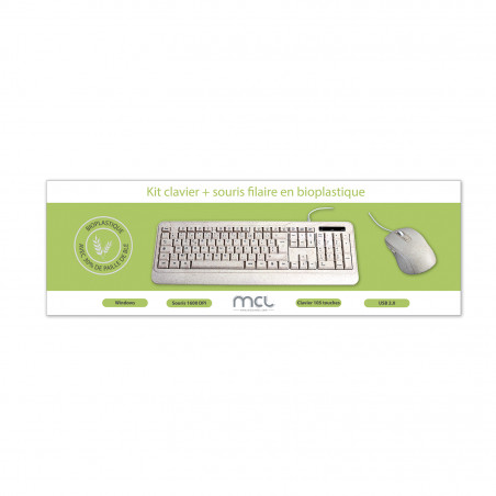 Kit clavier + souris filaire en bioplastique - ColorBox