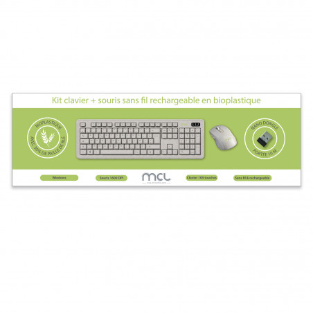 kit clavier + souris sans fil rechargeable bioplastique - ColorBox