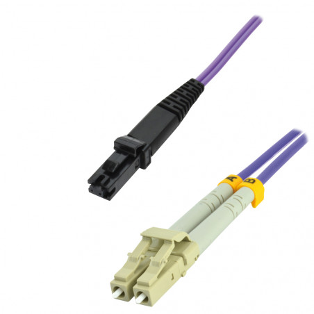 Jarretière optique OM4 duplex multimode 50/125 - MTRJ/LC 10M
