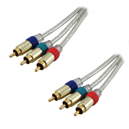 Câble YUV 3 x RCA mâle / mâle Haute Qualité - 2m Translucide