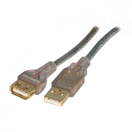 Rallonge USB 2.0 type A mâle / femelle Translucide contacts OR - 3m