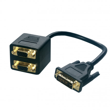 Adaptateur en câble DVI-I mâle vers 2 x HD15 femelle - 30cm