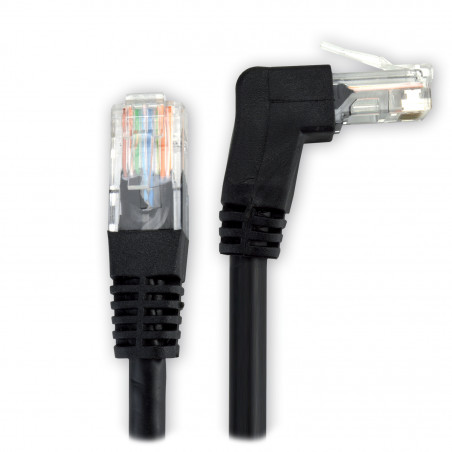Câble réseau RJ45 coudé bas 100% cuivre CAT 6 U/UTP - 3m Noir