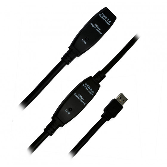 Rallonge USB 3.0 Type A mâle/femelle Active Noir-25m