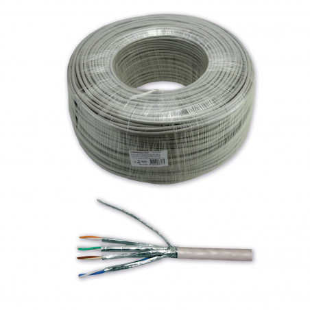 Rouleau de câble réseau CAT 6A S/FTP patch LSZH - 305m Gris