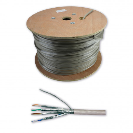 Rouleau de câble réseau CAT 6A S/FTP rigide LSZH - 305m Gris