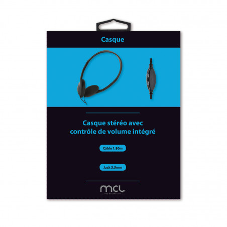 Casque stéréo filaire avec contrôle du volume - 1,80m Noir ColorBox