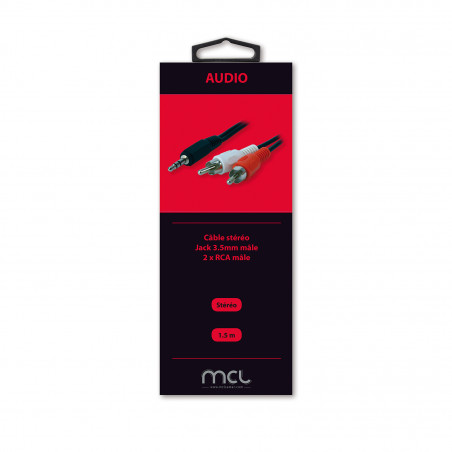 Câble audio stéréo 2 x RCA mâle / jack 3.5 mâle - 1,50m ColorBox