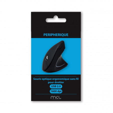 Souris ergonomique sans fil pour droitier 1600 DPI - Noire