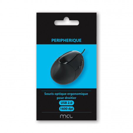Souris USB optique 1600 DPI ergonomique pour droitier - Noire ColorBox