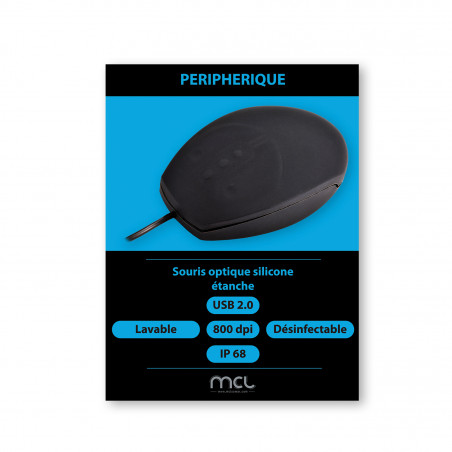 Souris optique étanche silicone USB 800dpi - Noir