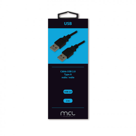 Câble USB 2.0 Type A mâle/mâle Noir-2m ColorBox
