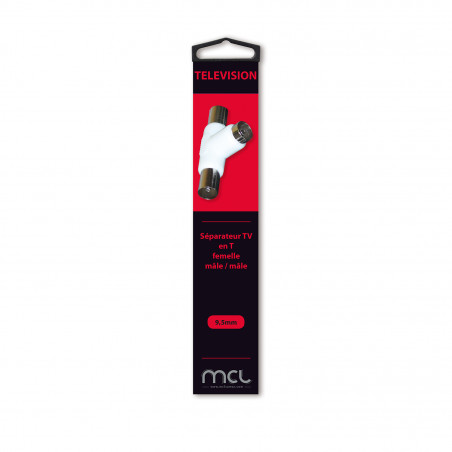 Séparateur TV en ''T'' femelle / mâle / mâle 9,52mm ColorBox