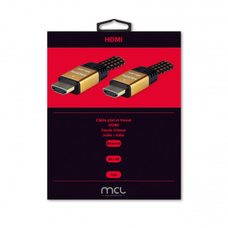 Câble HDMI High Speed Performance 4K mâle / mâle tressé plat - 3m