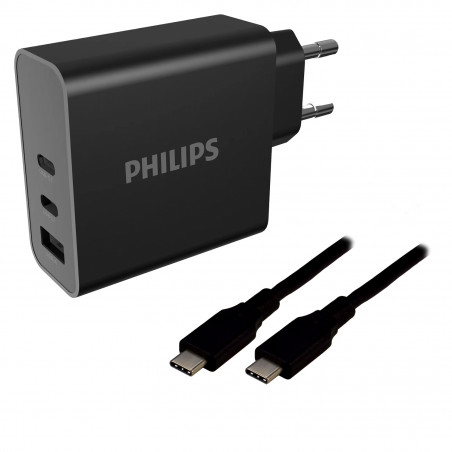 Philips - Chargeur secteur 65W + câble Type C - 2m