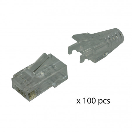 Sachet de 100 connecteurs CAT 6A UTP + manchons transparents
