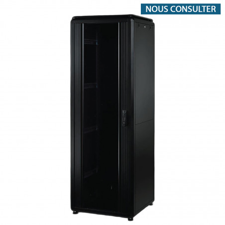 Baie 19" 42U L.800 P.1000 1 Porte avant verre - 2 Portes arrière perforées - Noir