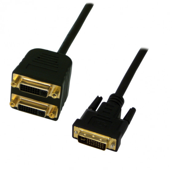 Adaptateur en câble DVI-I mâle / 2 x DVI-I femelle - 25cm