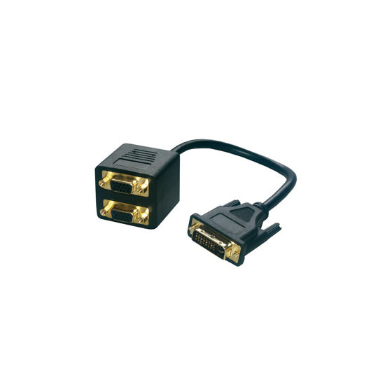 Adaptateur en câble DVI-I mâle / 2 x HD15 femelle - 30cm