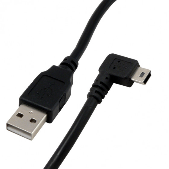 Câble USB 2.0 type A mâle / mini B mâle coudé - 0.5m