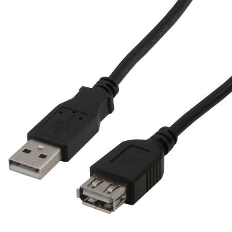 Rallonge USB 2.0 type A mâle / femelle - Noir