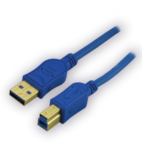 Câble USB 3.0 type A / B mâle - 1,80m Bleu