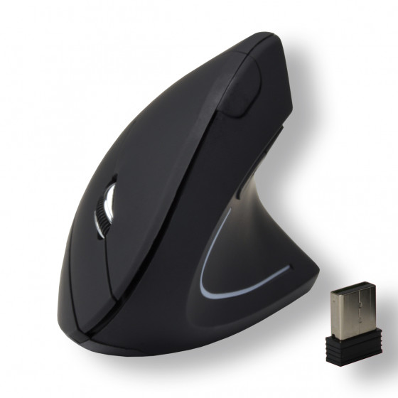 Souris ergonomique sans fil pour droitier 1600 DPI - Noire ColorBox